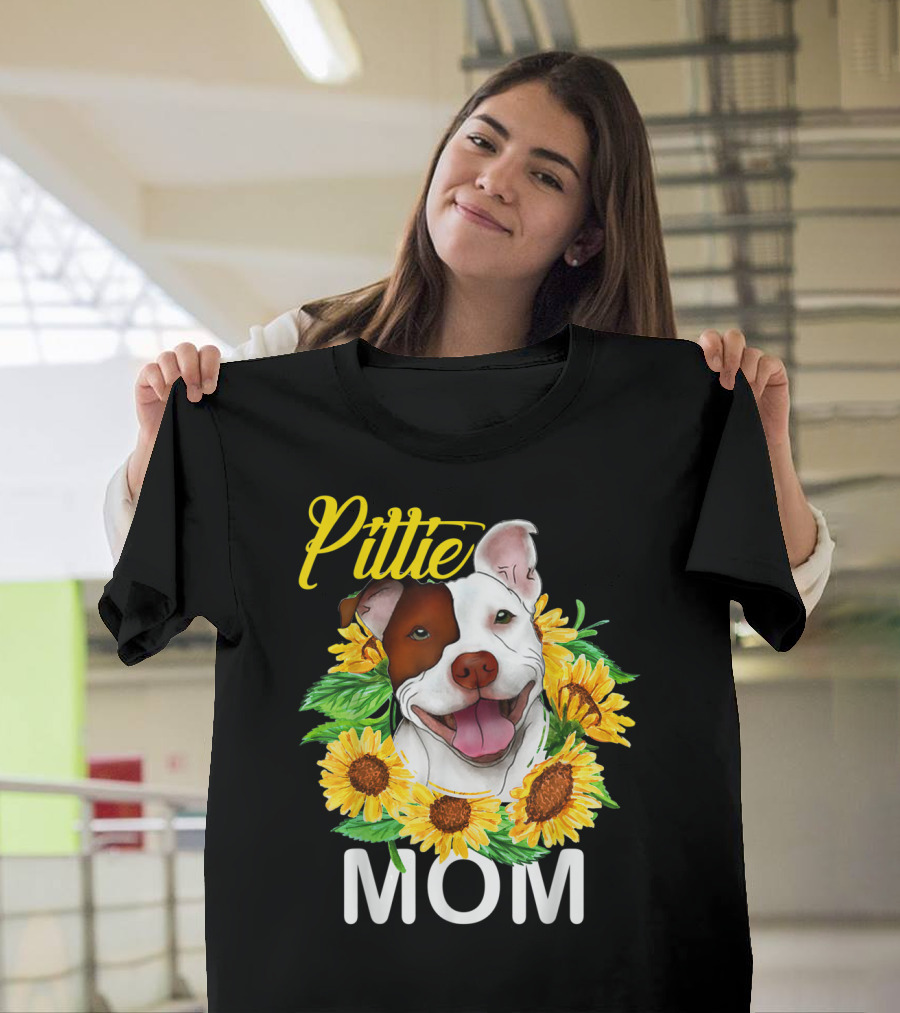 Pittie Mom Sunflower Pitbull T-Shirt