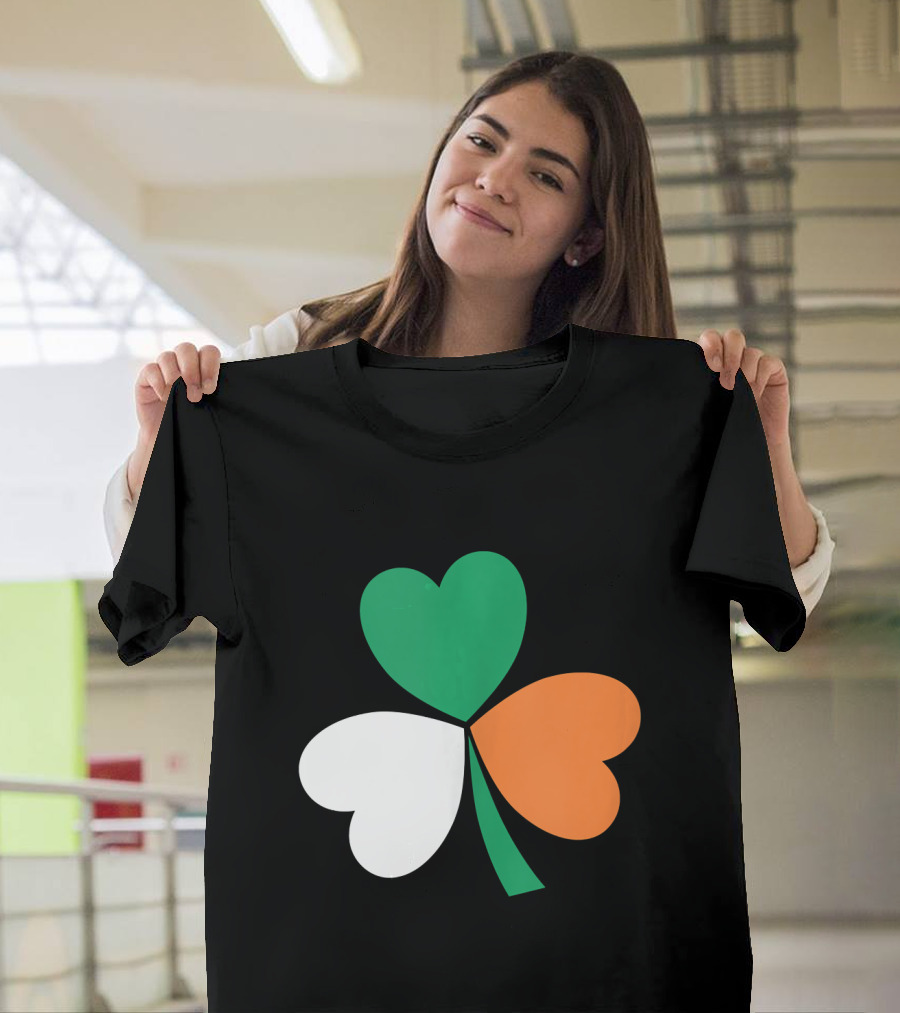 Irish Pride Shamrock Hearts Love Ireland Flag Colors T-Shirt