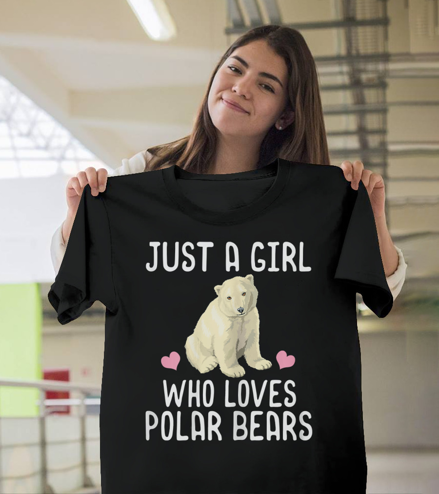 Just A Girl Who Loves Polar Bears Polar Bear With Hearts T-Shirt