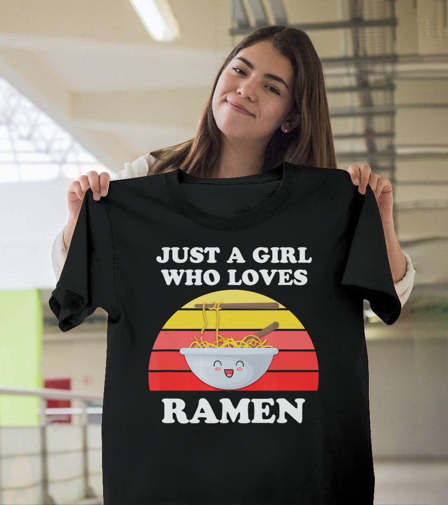 Just A Girl Who Loves Ramen Cute Ramen Noodles Retro Bowl T-Shirt