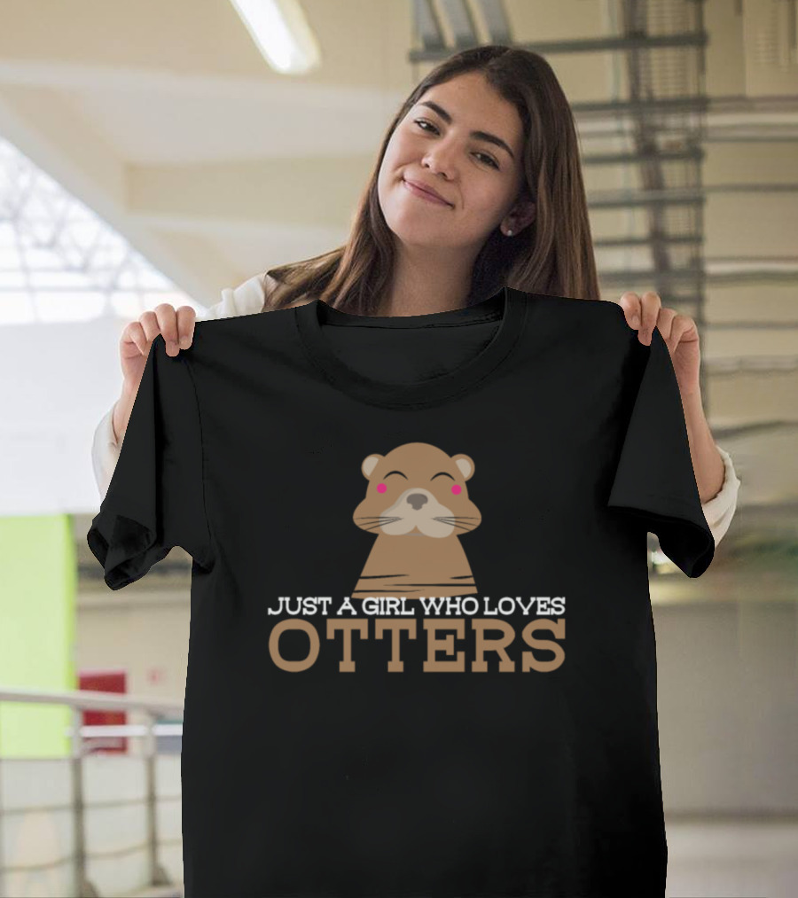 Just A Girl Who Loves Otters Cute Otter Drawing T-Shirt