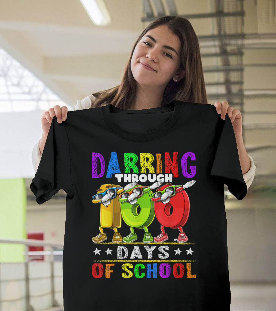 Dabbing Through 100 Days of School Celebration 100th Day T-Shirt