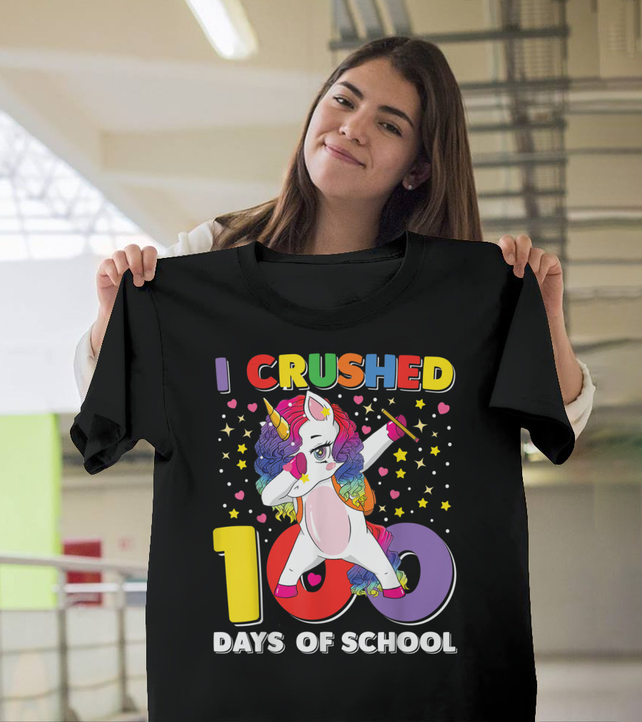 I Crushed 100 Days of School Unicorn Dab T-Shirt