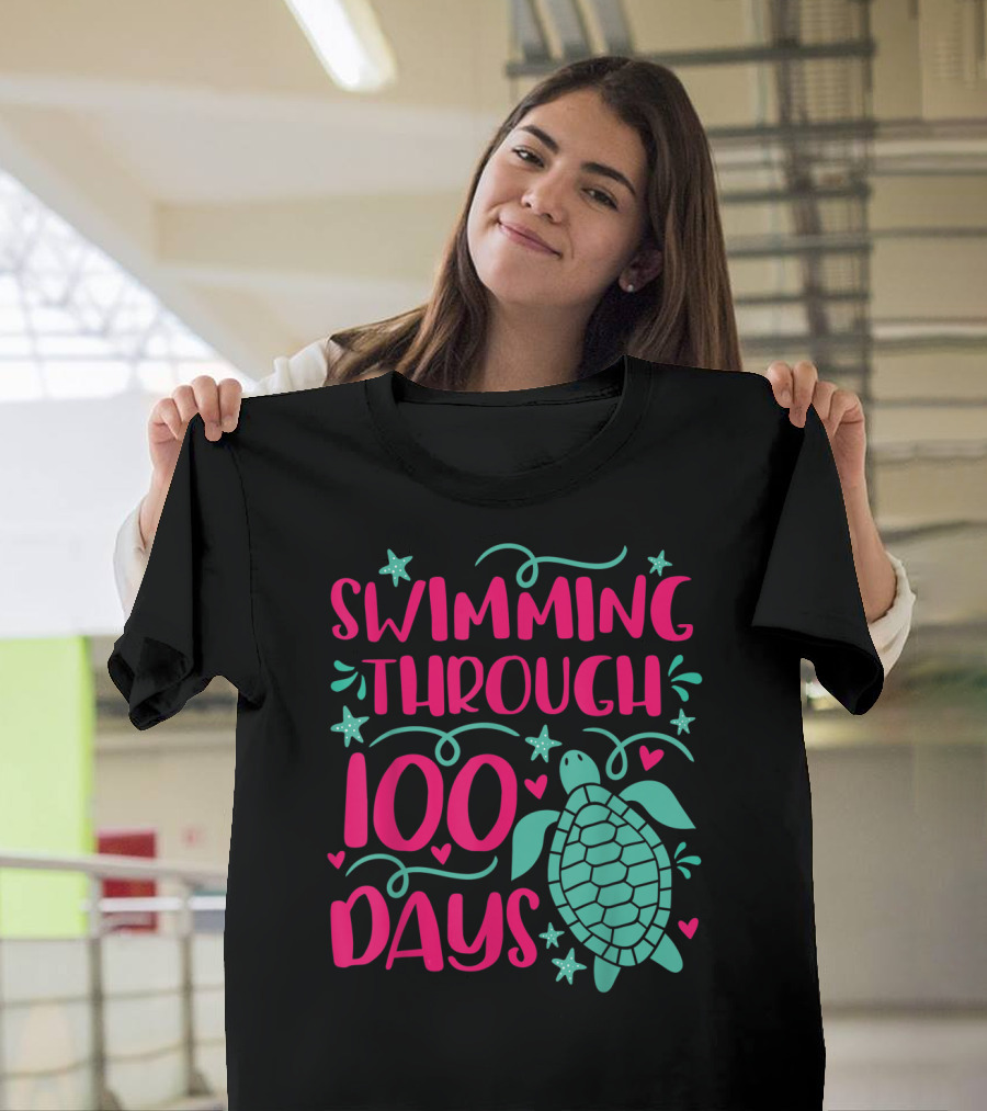 Swimming Through 100 Days Sea Turtle T-Shirt