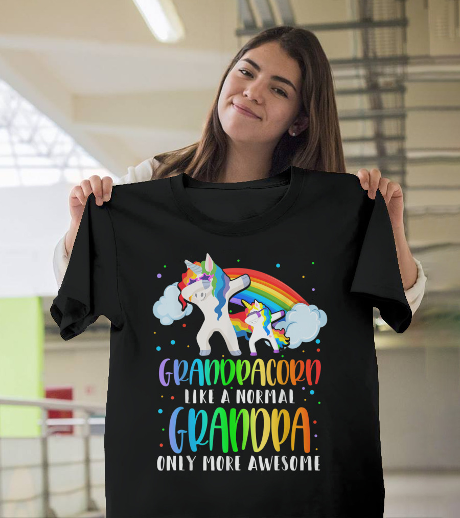 Grandpacorn Like a Normal Grandpa Only More Awesome Rainbow Unicorn T-Shirt