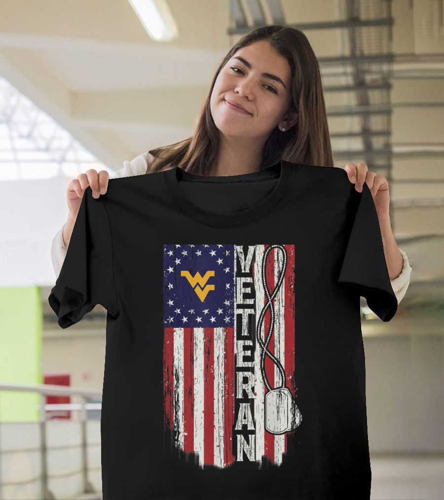 West Virginia Mountaineers American Flag Veteran T-Shirt
