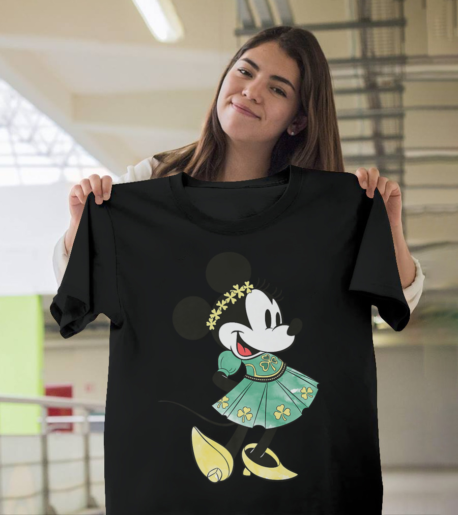 Disney Minnie Mouse Green Shamrock Floral Dress T-Shirt