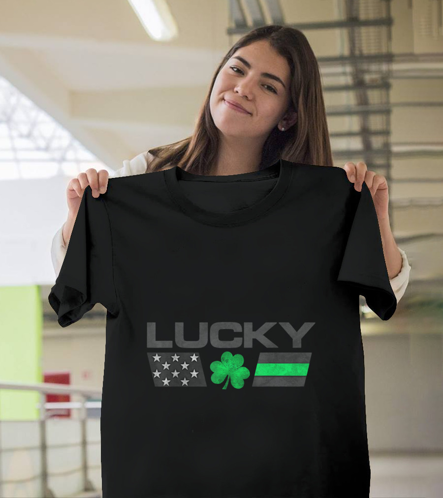 LUCKY Stars and Stripes Clover St Patrick's Day T-Shirt