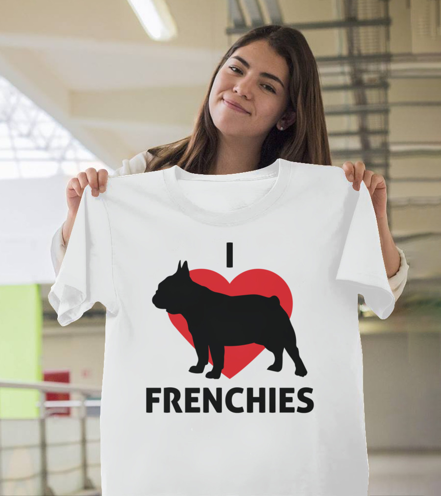 I Heart (Love) Frenchies French Bulldog Silhouette Lover T-Shirt