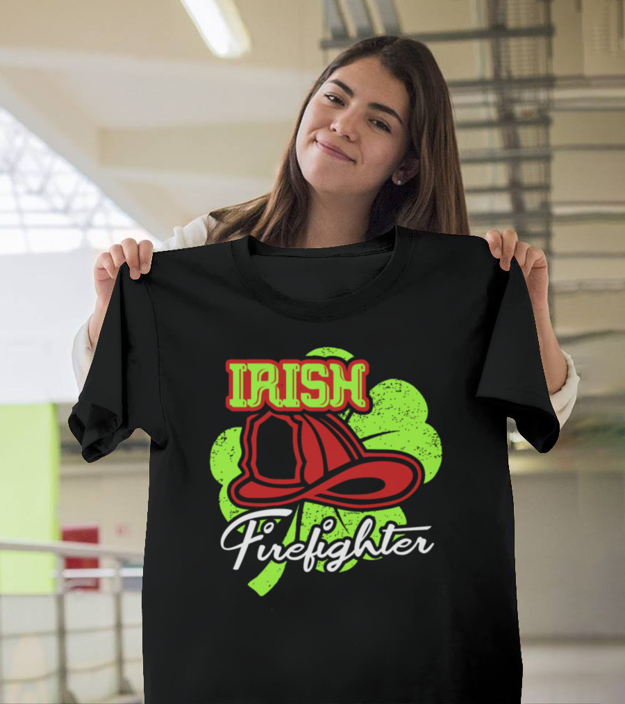 Irish Firefighter Shamrock Helmet T-Shirt