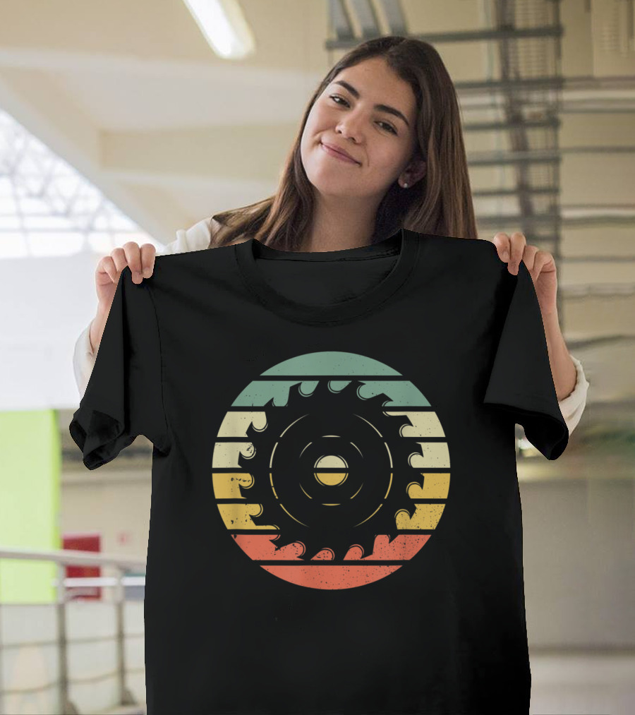 Circular Saw Retro Sunset Woodworking T-Shirt