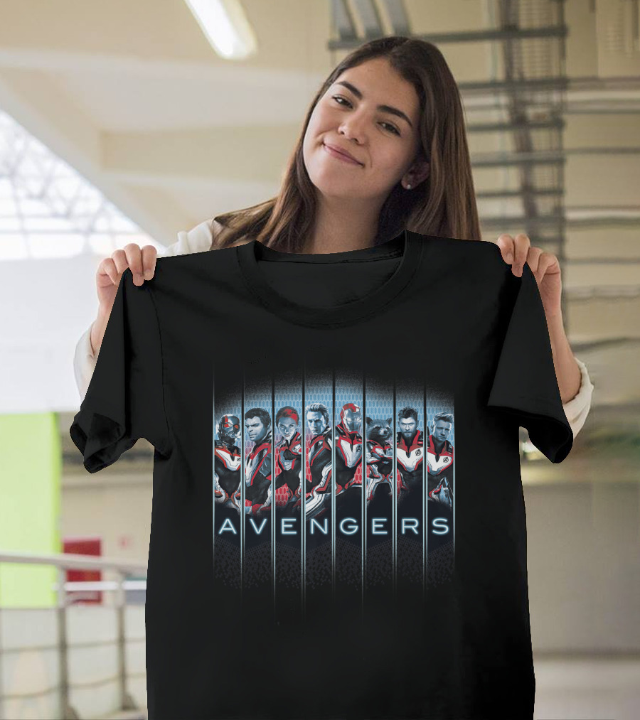 Avengers Endgame Quantum Suit Characters Panel T-Shirt