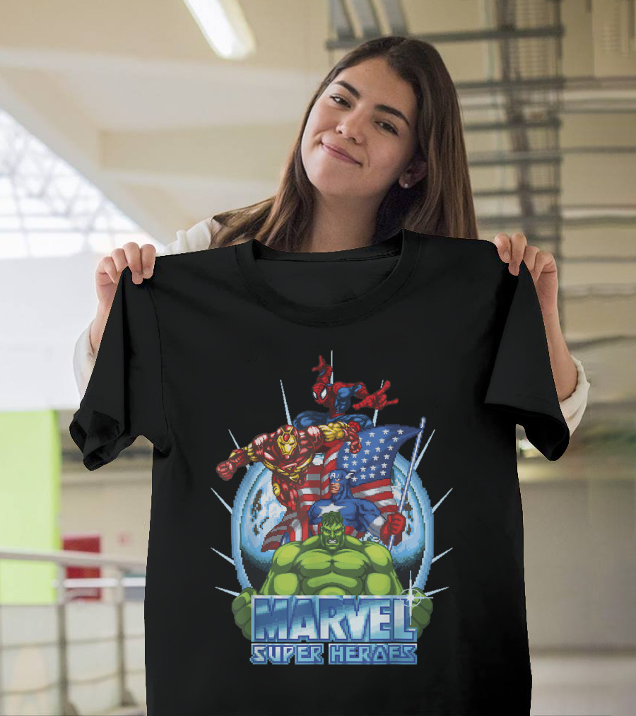 Marvel Avengers Spider-Man Captain America Iron Man Hulk Super Heroes Game Action T-Shirt
