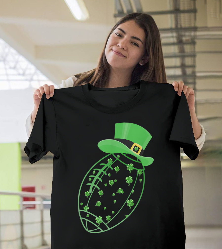 Funny St Patrick's Day Rugby Shamrock Hat T-Shirt