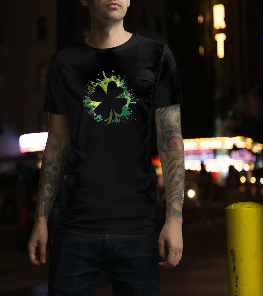Shamrock St Patty's Splatter Green Clover T-Shirt