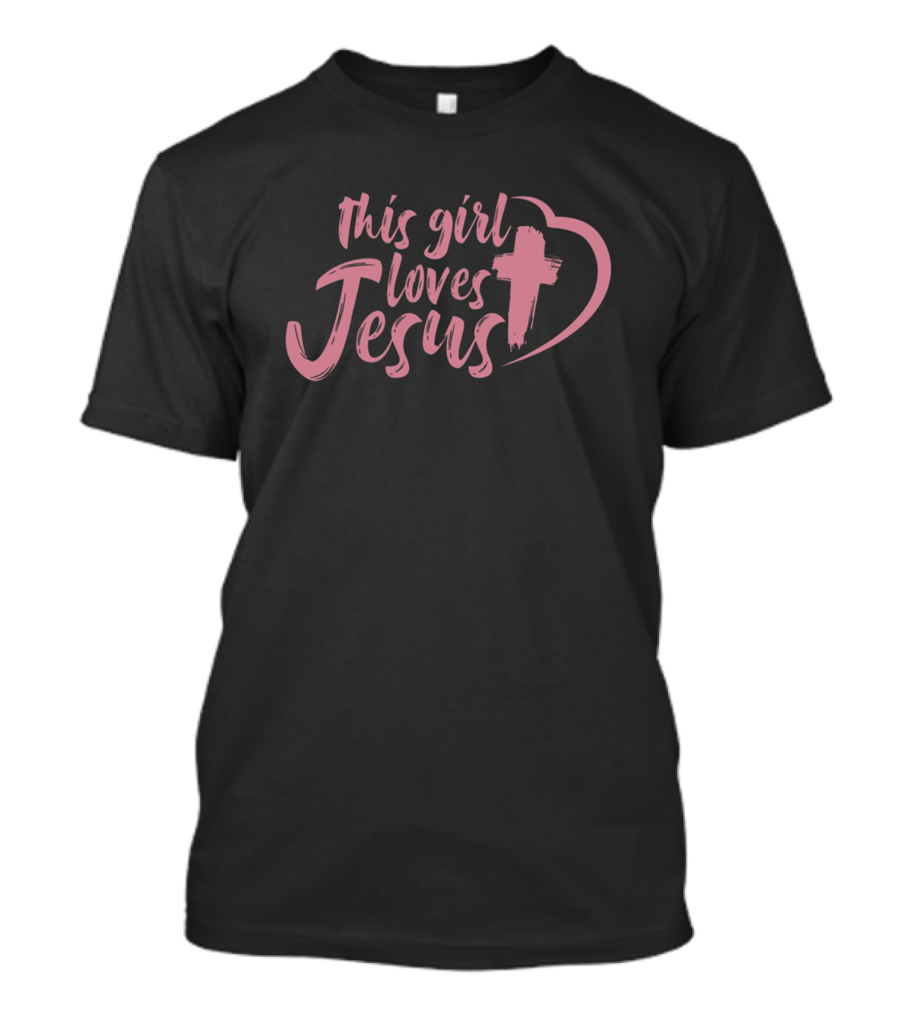 This Girl Loves Jesus Christian Women's Faith Cross Heart T-Shirt