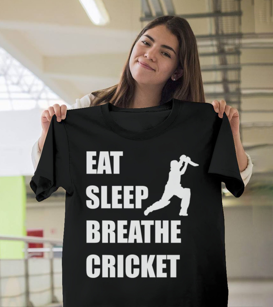 Eat Sleep Breathe Cricket Silhouette Batter T-Shirt