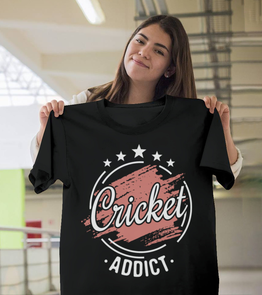 Cricket Addict Humor Sayings Cool Retro Team T-Shirt
