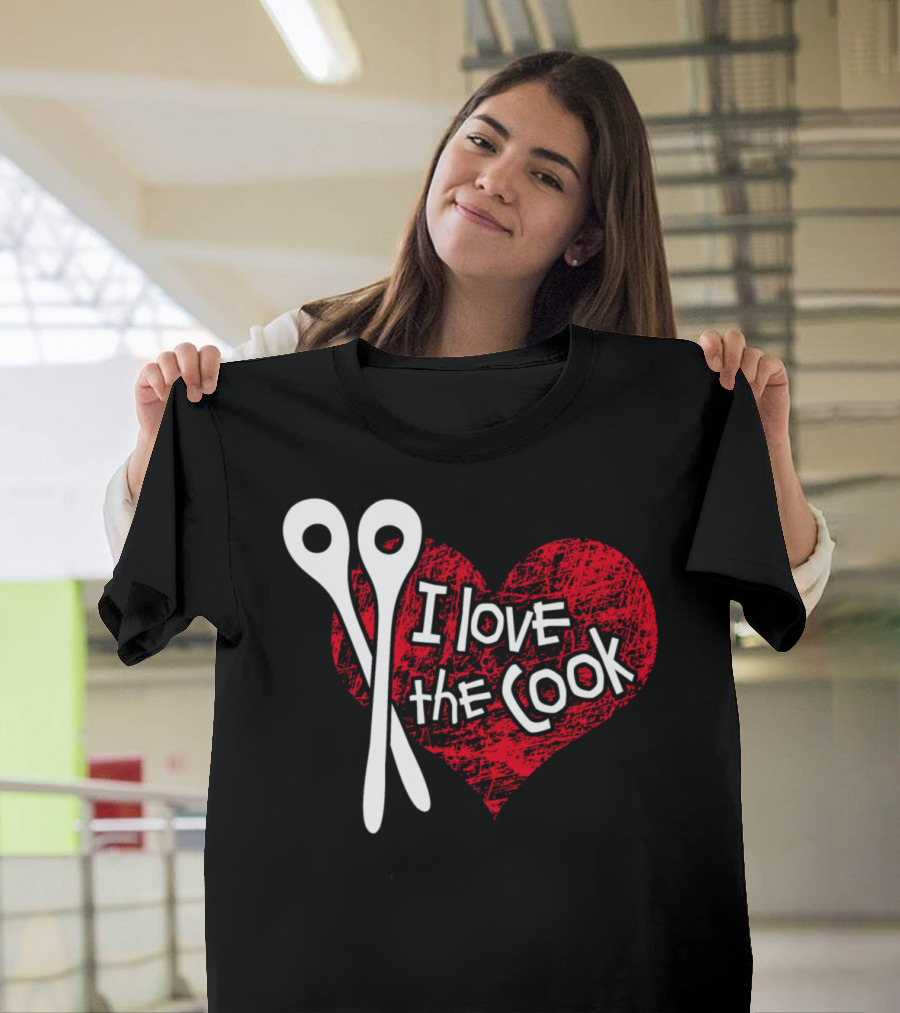 I Love The Cook Red Heart with White Utensils T-Shirt