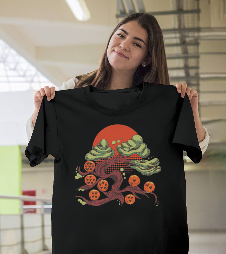 Shenron's Change Of Heart Dragon Balls Under Red Sun with Cloudy Tree Branches T-Shirt