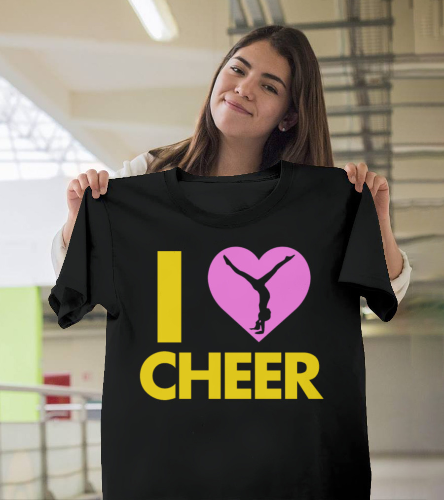 I Love Cheer Cheerleading Stunt Heart T-Shirt