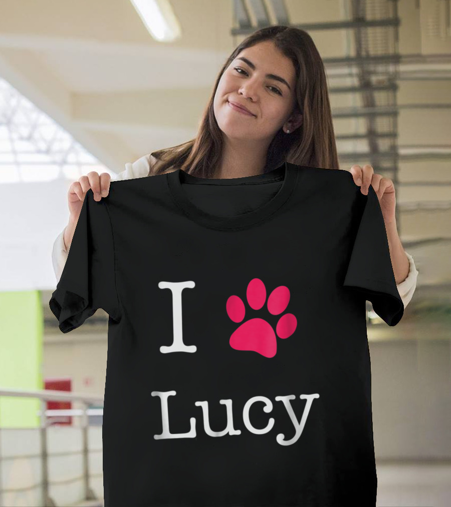 I Love Paw Print Lucy Dog Lovers' Favorite T-Shirt