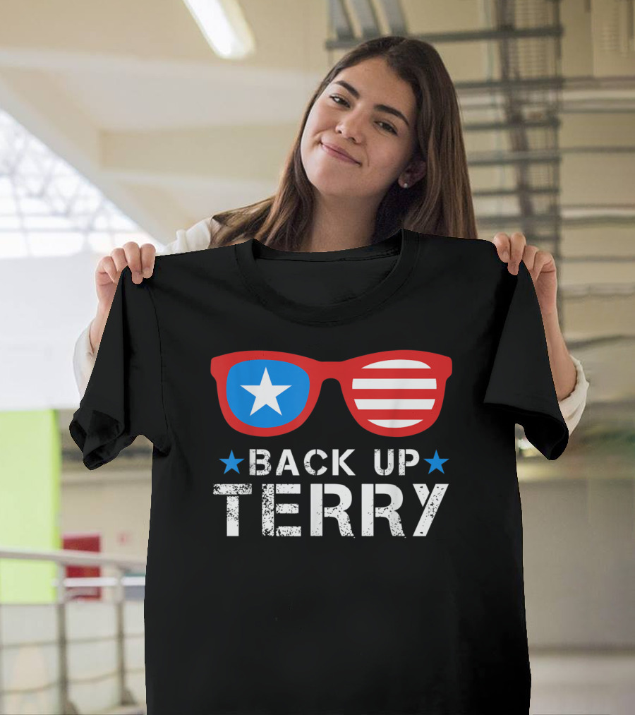 Back Up Terry American Flag Sunglasses USA 4th of July T-Shirt