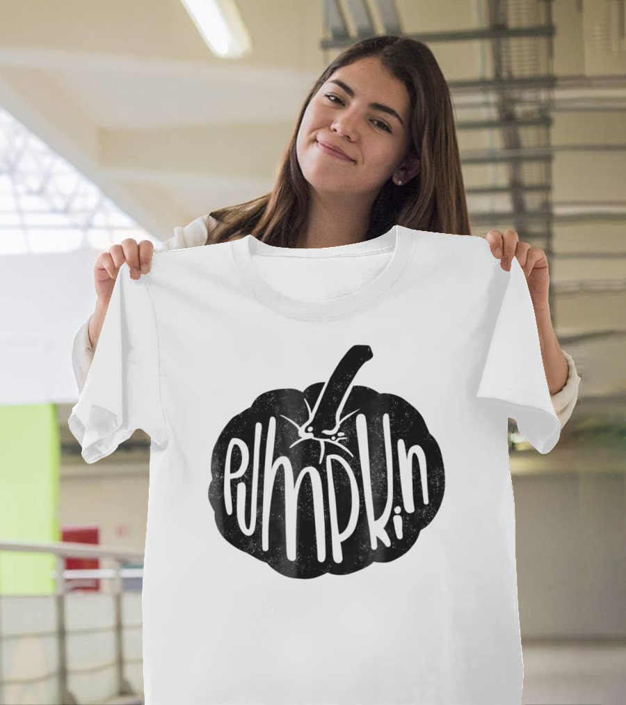 Black Pumpkin Minimalist Fall Decor T-Shirt