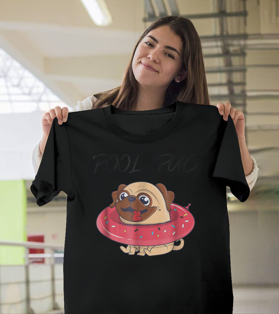 Pool Pug Summer Donut Float Funny Pug T-Shirt