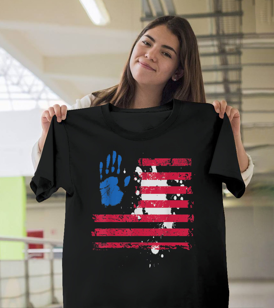 Hand Print American Flag Inspired 4Th Of July T-Shirt