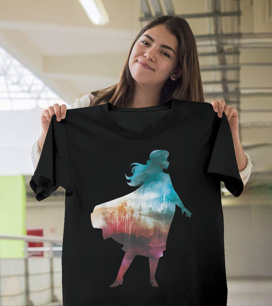 Disney Frozen 2 Anna Silhouette Castle Landscape T-Shirt