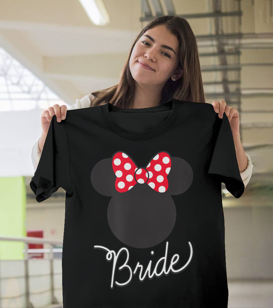 Minnie Mouse Icon Polka Dot Bow Bride Wedding Disney T-Shirt