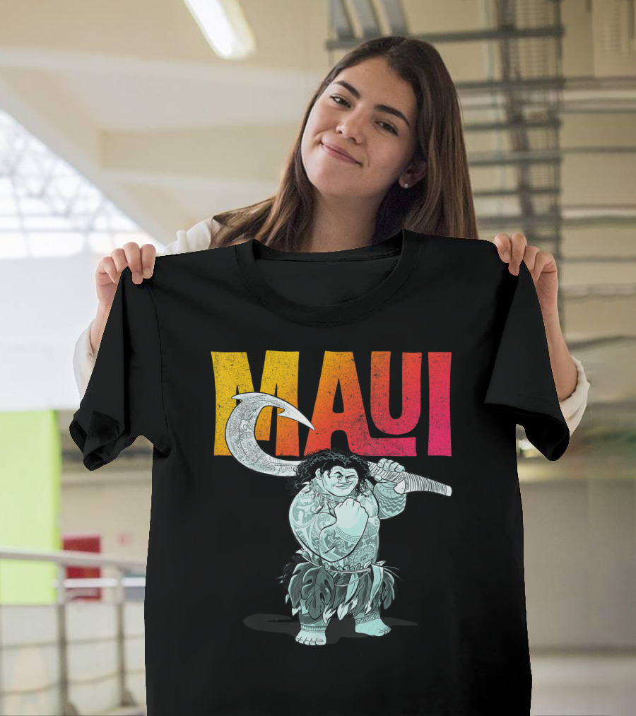 Maui Tough Pose Gradient Text Disney Moana T-Shirt