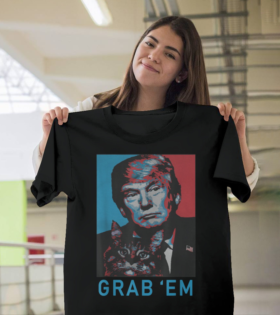 Funny Trump Cat Grab 'Em Cat Iconic Pop T-Shirt