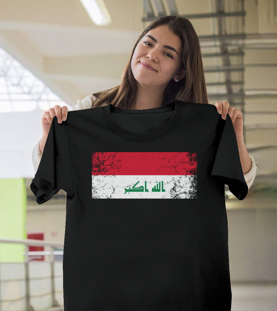 Iraqi National Flag Distressed Look T-Shirt