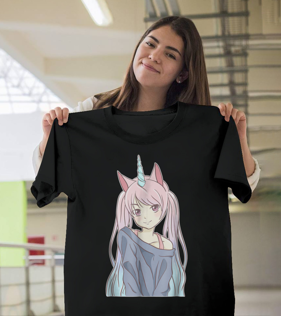 Japanese Anime Girl Unicorn Pastel Goth Punk Aesthetic T-Shirt