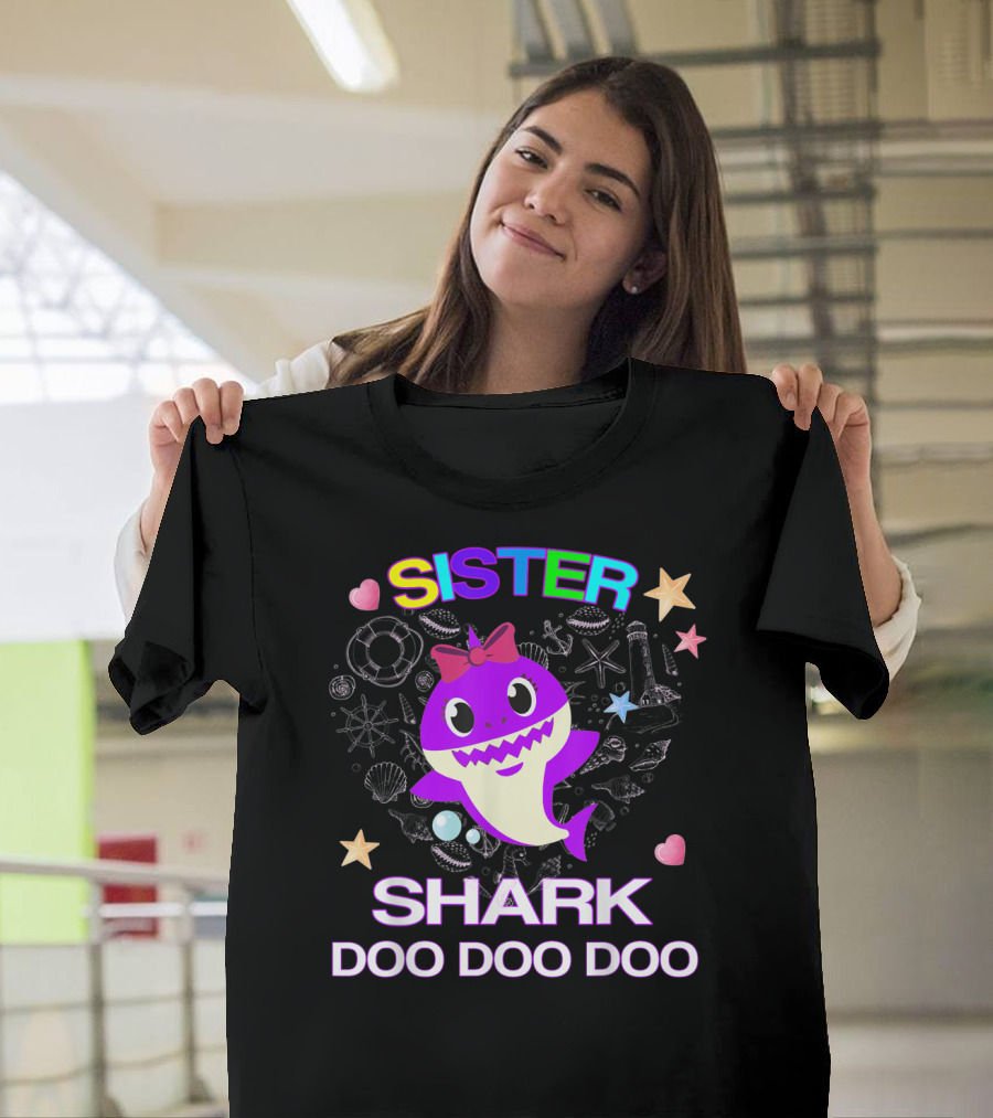 Sister Shark Doo Doo Doo Colorful Ocean T-Shirt