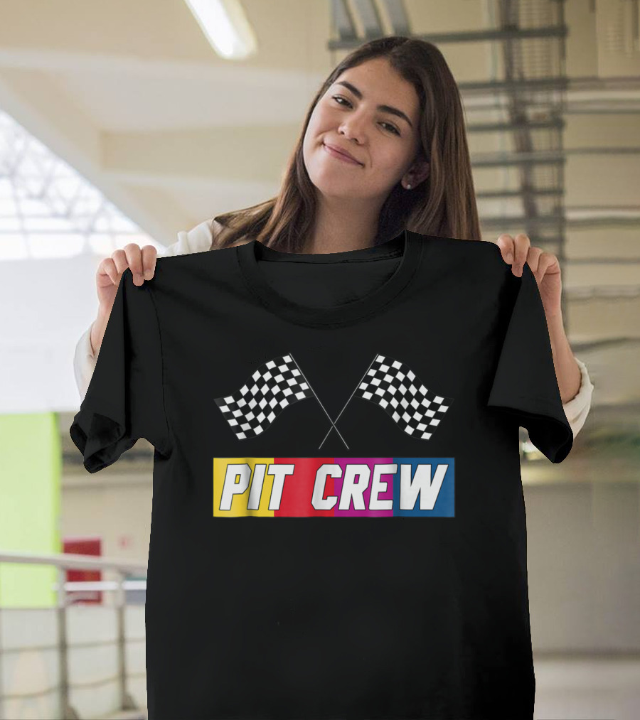 Pit Crew Checkered Flag Racing Party Parents T-Shirt