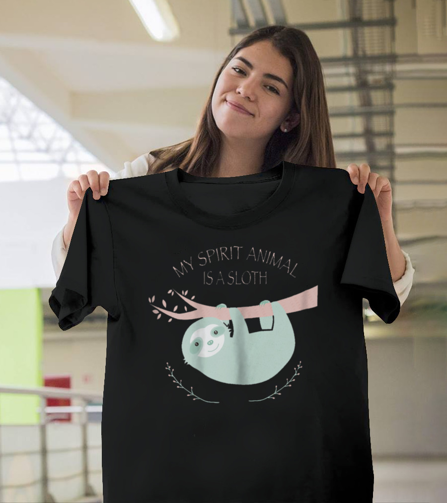 My Spirit Animal Is A Sloth Cute Pastel Hanging on Branch T-Shirt