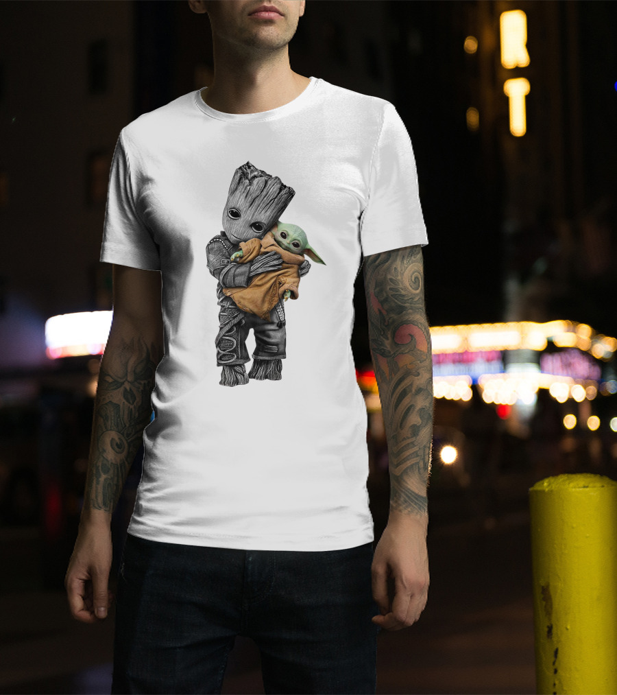 Groot Holding Baby Yoda T-Shirt