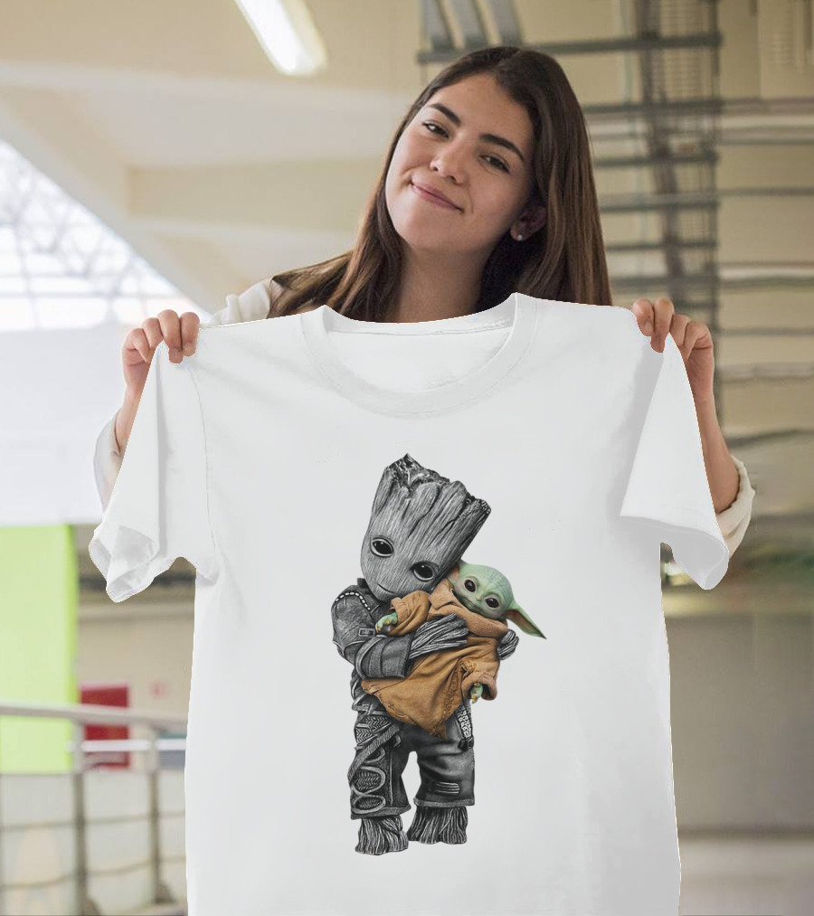 Groot Holding Baby Yoda T-Shirt