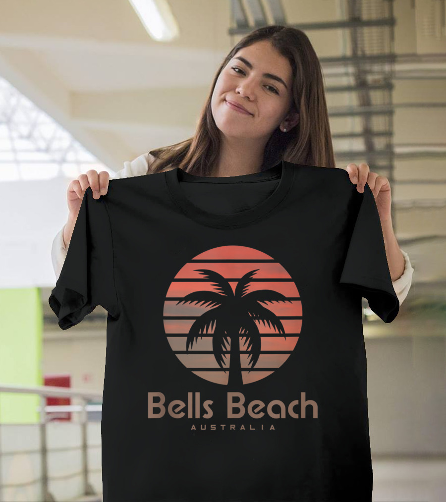 Bells Beach Australia Travel Vacation Sunset Palm Tree T-Shirt