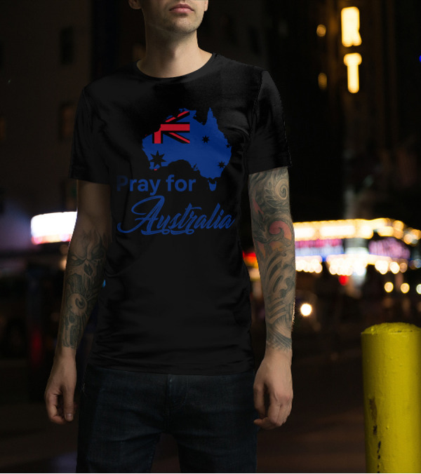 Pray For Australia Rain Save Australian Map Flag Stars T-Shirt