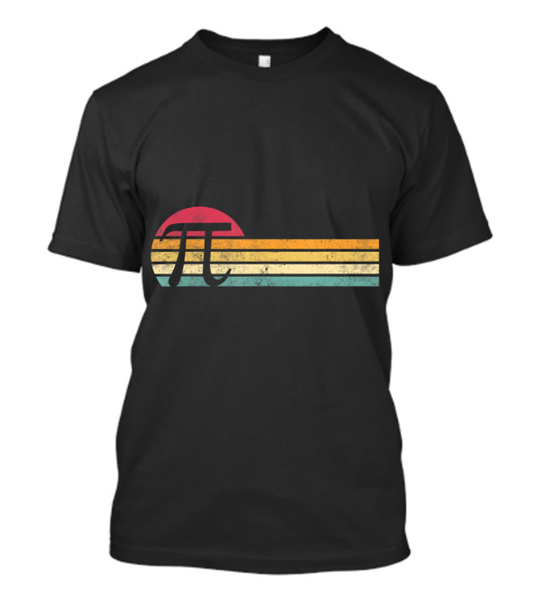 Retro Vintage Pi Day 3.14 Funny Math Nerd Sunset Stripes T-Shirt