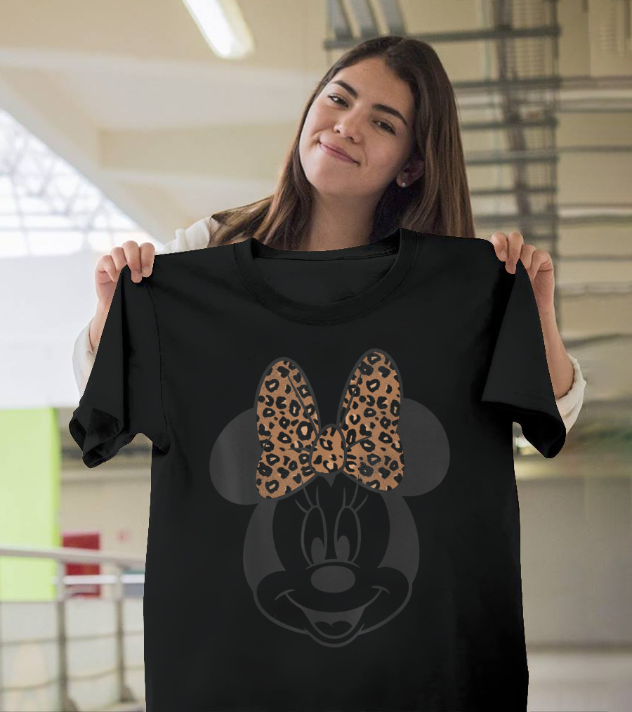 Disney Minnie Mouse Leopard Print Bow T-Shirt