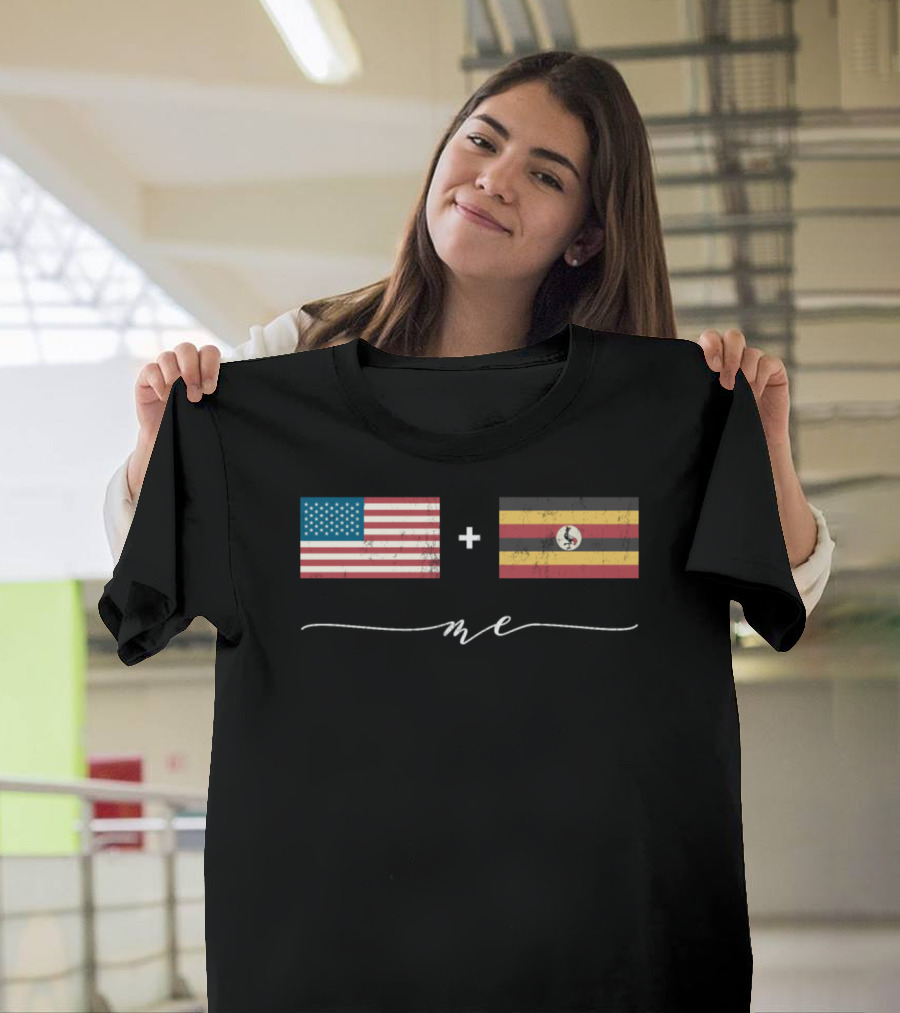 American Plus Ugandan Equals Me USA Uganda Flags T-Shirt