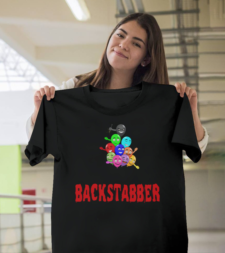 Backstabber Mischievous Balloons with Knife and Faces T-Shirt