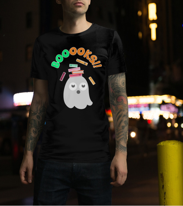 BOOOOKS Ghost Halloween Reading Geek With Floating Books T-Shirt