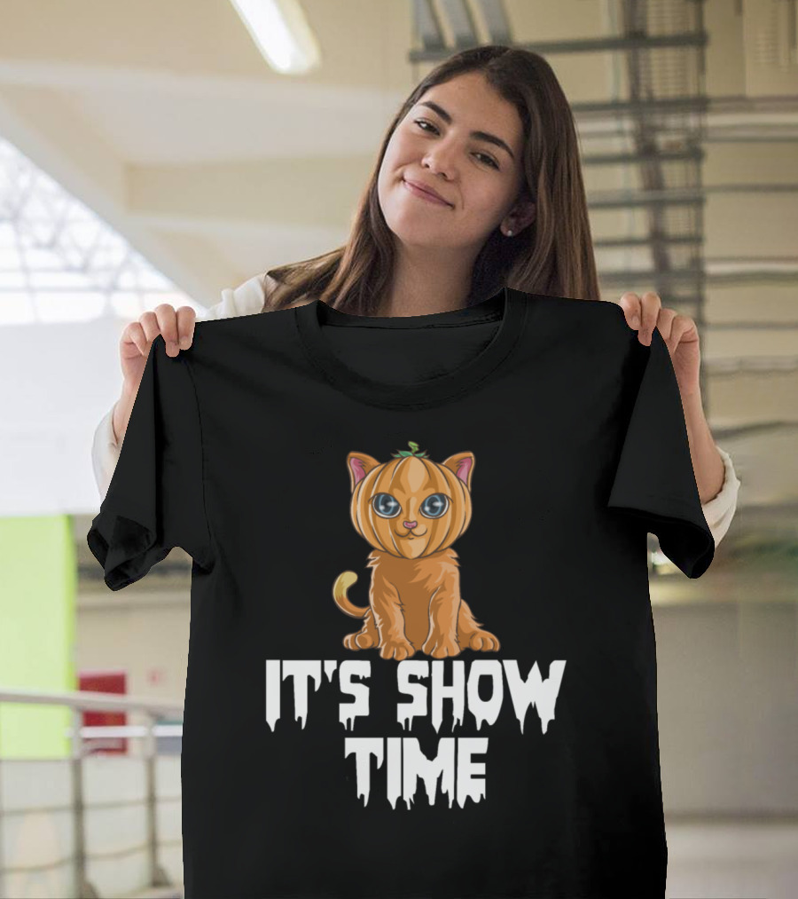 Cat Pumpkin It's Show Time Halloween Cute Kitty T-Shirt