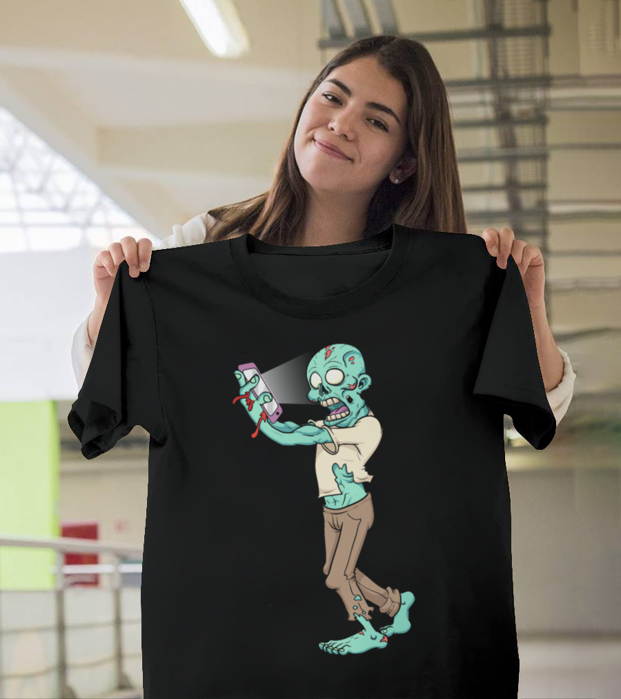 Cellphone Addict Zombie Boy Children Walking with Smartphone T-Shirt